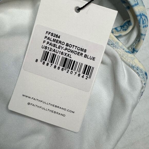 Faithfull The Brand Palmero Paisley Bikini Bottom Powder Blue NWT Women XXL - Picture 6 of 7